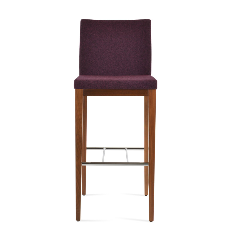 Tabouret de bar Aria, Laine marron foncé, Noyer