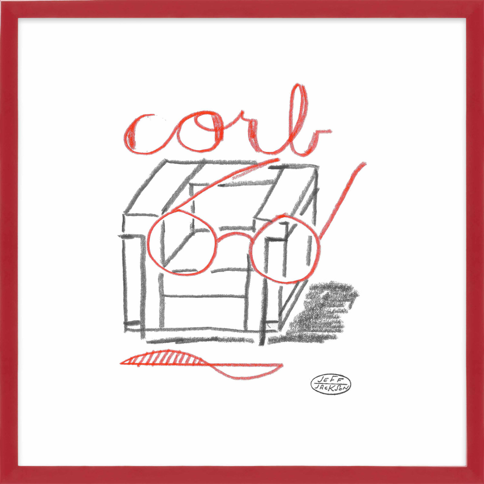Chairs Corb Print by Jeff Jackson, 20" W x 20" H, Red Single Picture Framed Paper