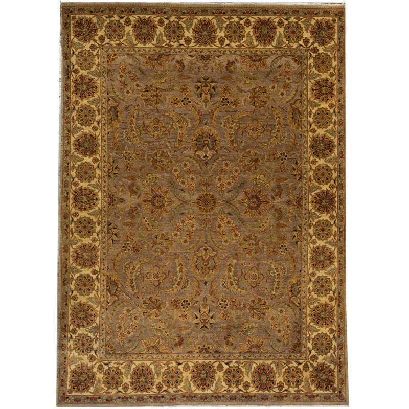 Tapis brun et doré de haute qualité noué à la main
