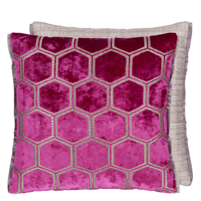 Manipur Velvet Decorative Pillow, 17"H x 17"W, Fuchsia