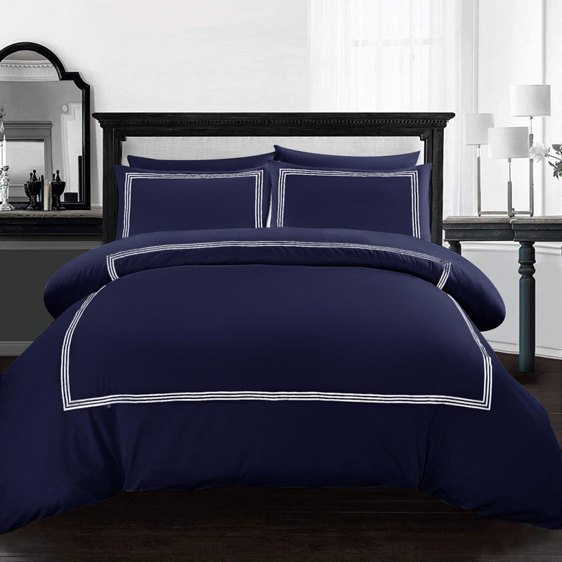 Machine Woven Sheet Set, Navy Blue