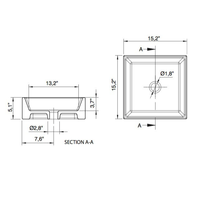 Lavabo de salle de bain vasque rectangulaire en céramique Teorema, Noir et blanc