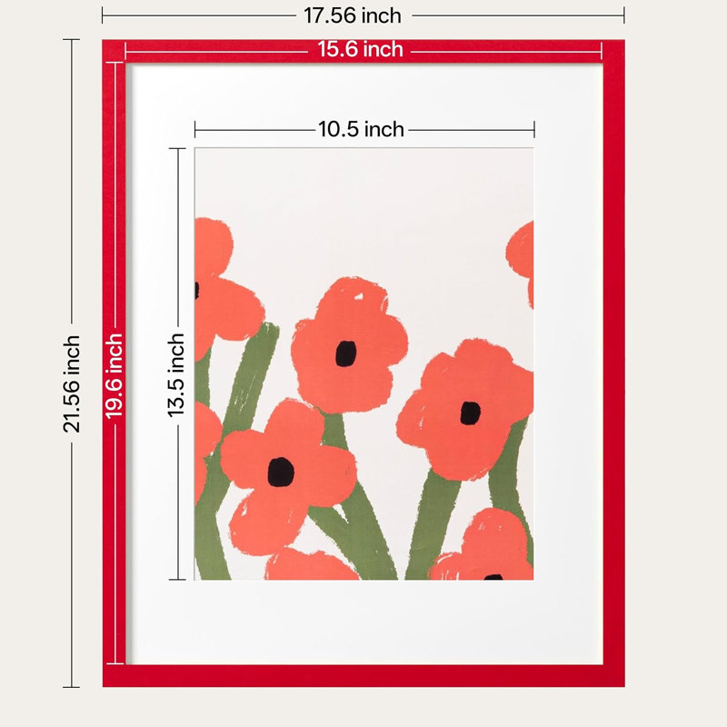 16x20 Picture Frame with 11x14 Mat, Red, 1-Pack