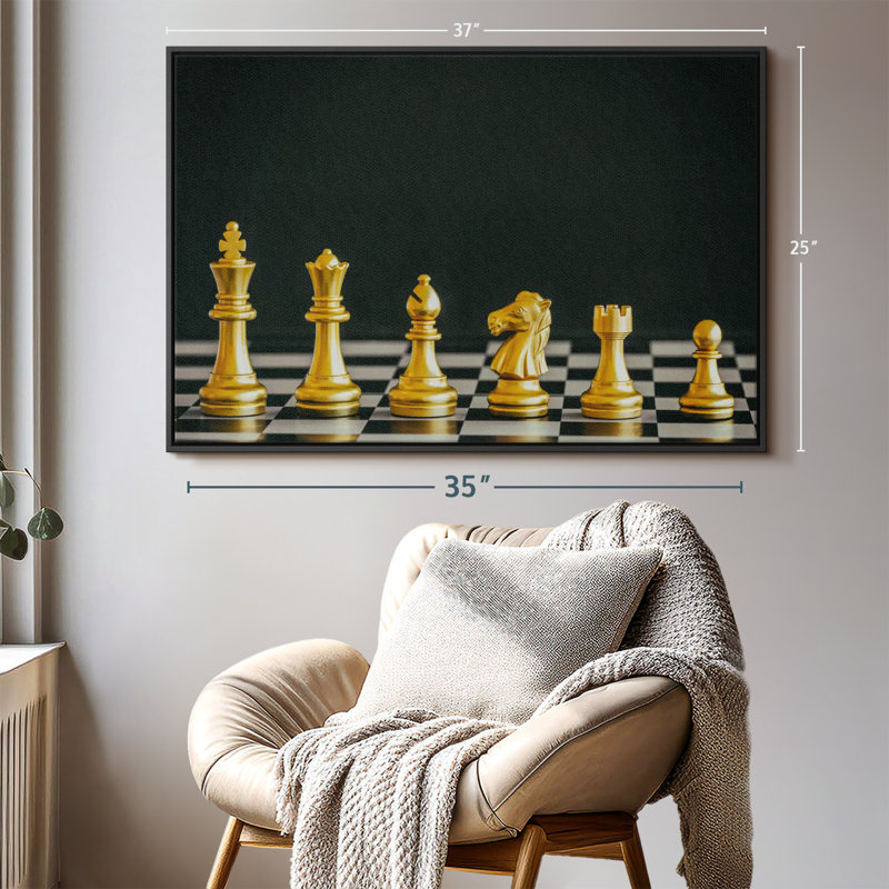 «Golden Chess P pièces Wall Art», H 25 po x l 37 po