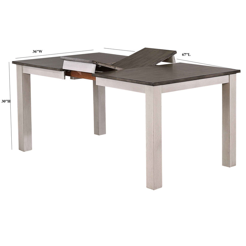 Table de salle à manger Chezney, Blanc orageux, Frêne