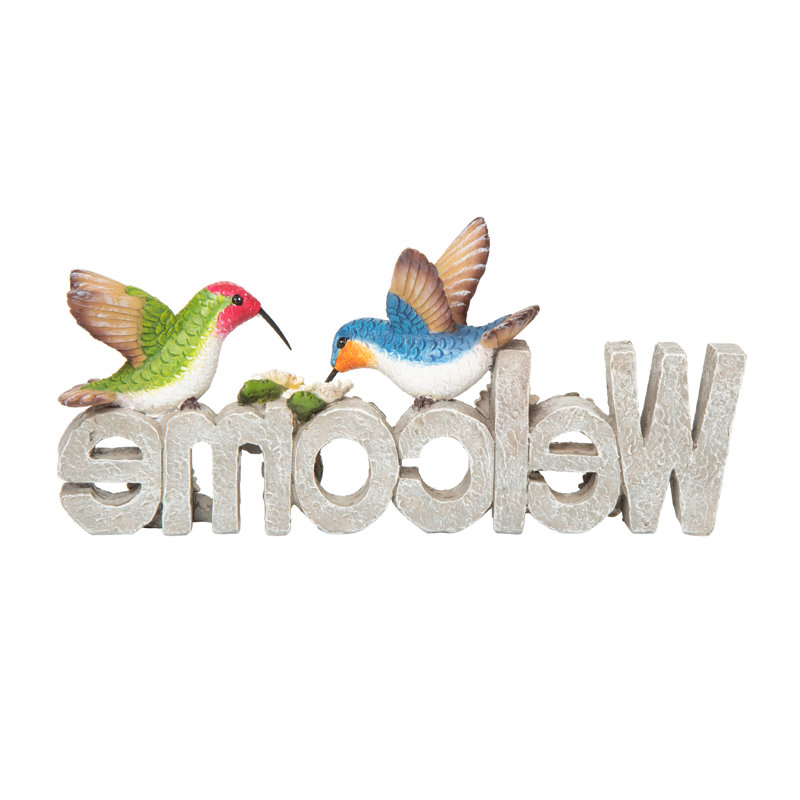 Resin 10.25 in. Multicolor Spring Hummingbird Welcome Decor