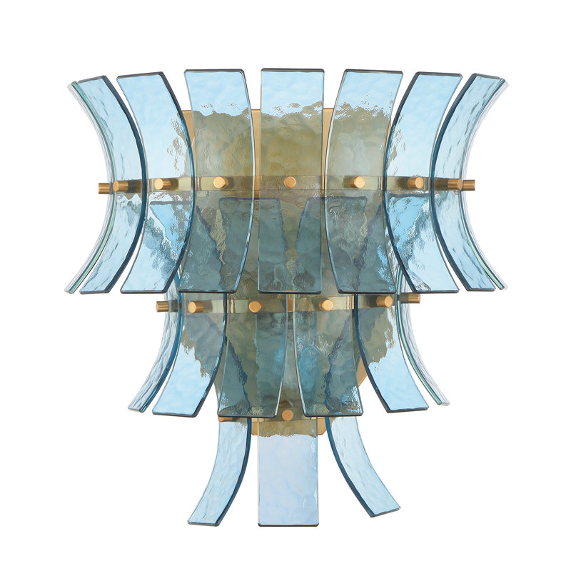 Abigail 3 light sconce, Aged Brass/Blue