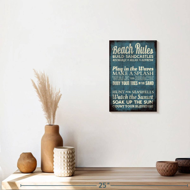 " Beach Rules " by Charles B, 12" H x 8" W x 1" D