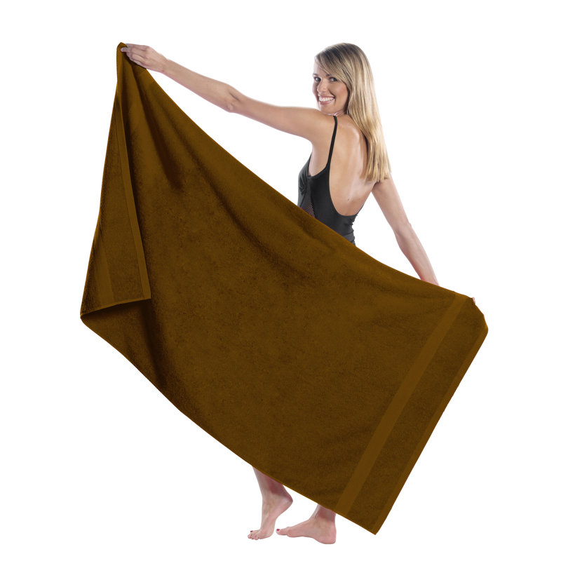 Annuziata 100% Cotton Midweight Beach Towel, Brown