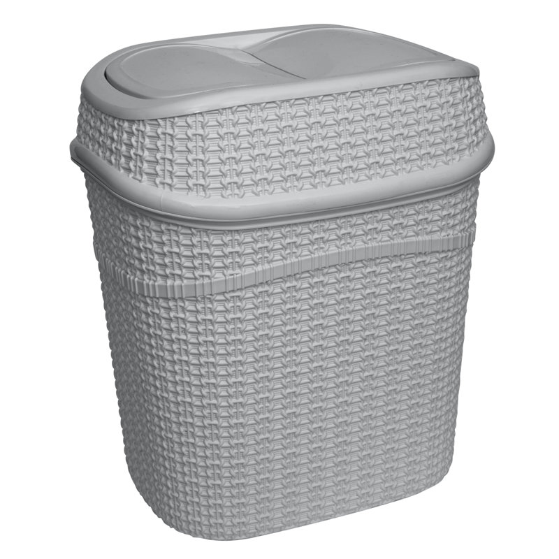 Gray Plastic Sailor Knot Swing Top Waste Bin - 9.5 Liter