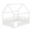 Lit de plancher en bois avec cadre de toit de maison, garde-corps de clôture-889052260