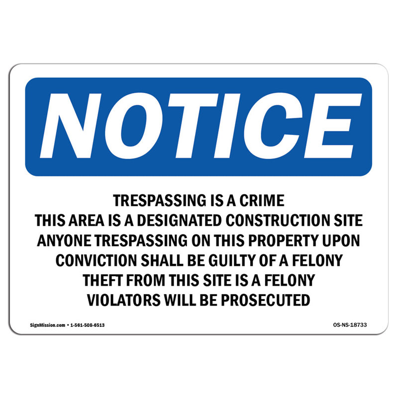 Trespassing Is A Crime Cet espace est un signe désigné