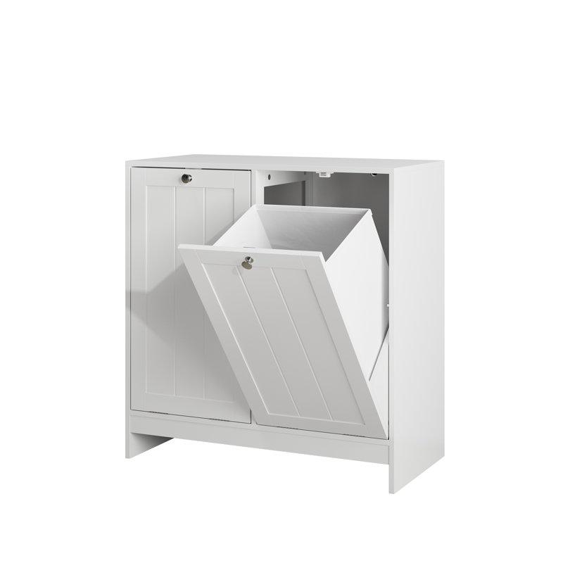Armoire de rangement pour la lessive autoportante blanche avec paniers amovibles
