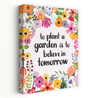 Inspirational Floral Quote by Karen Menzenbach - Wrapped Canvas Print
