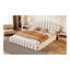 Tête de lit tapissier en velours pour lit double, sans sommier tapissier, beige