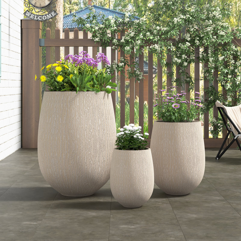 Ensemble de jardinières Mgo modernes en forme d'œuf, conception peu encombrante pour l'intérieur et l'extérieur