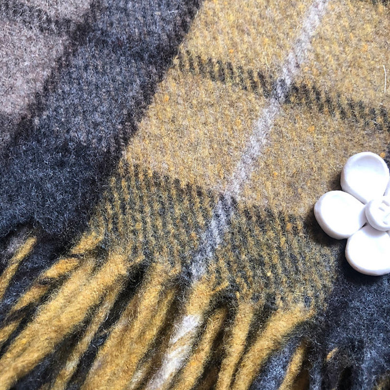 Hand Woven Throw Blanket, Grey/Yellow/Brown