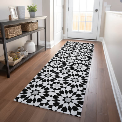 Premium Machine Washable Tweedy Black Rug