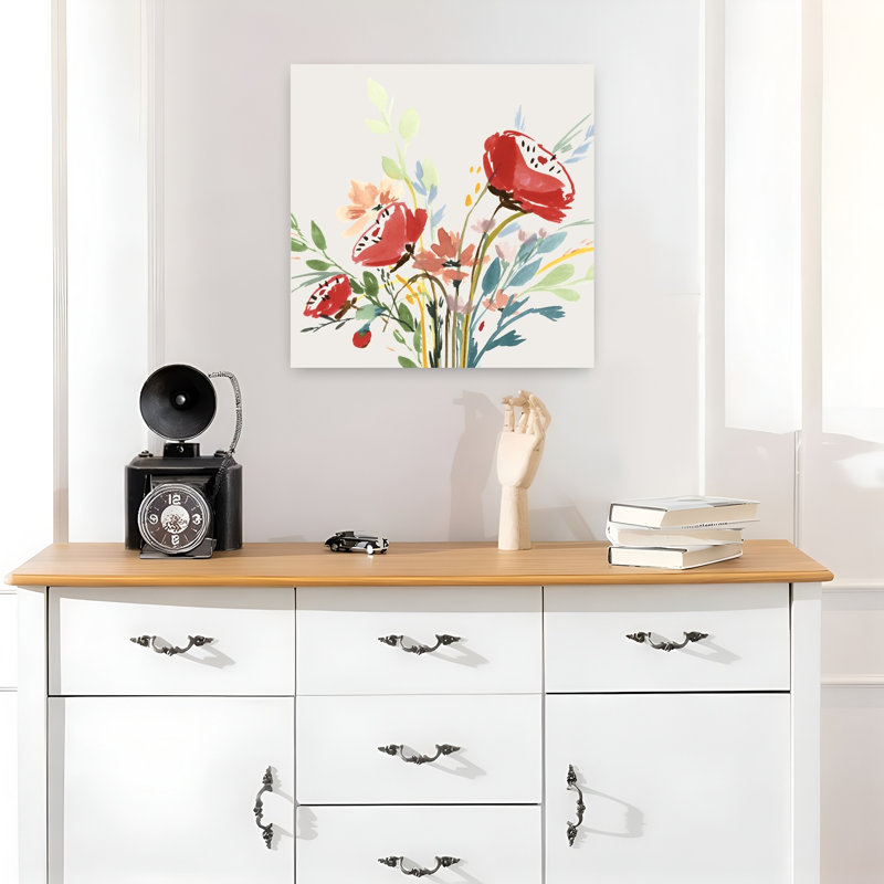 «Vibrant Bouquet In Bloom II», art mural contemporain abstrait, H 18 po x l 18 po