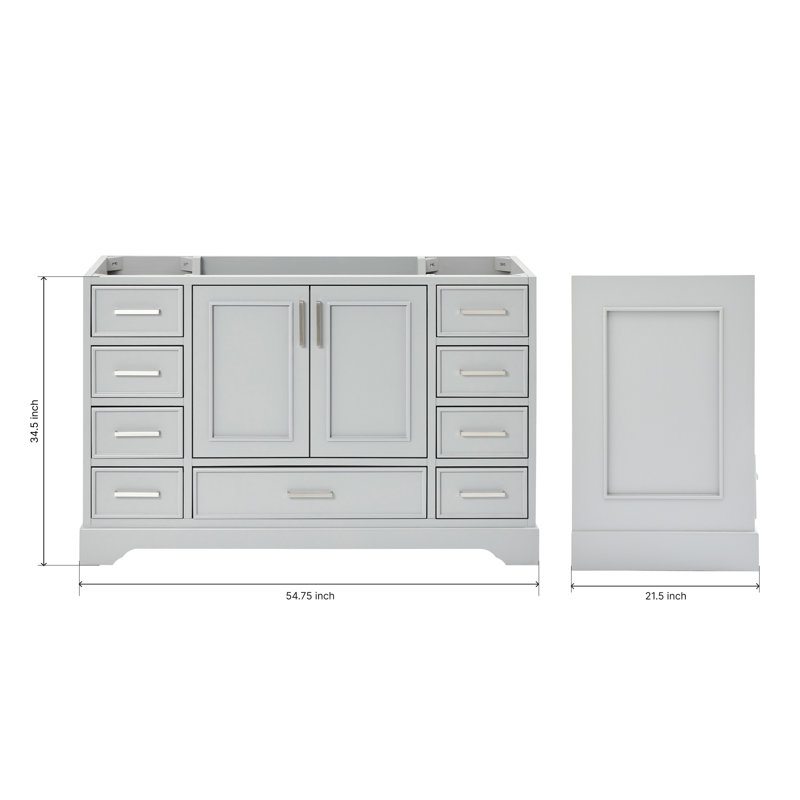 Stafford 54.75'' W Single Bathroom Vanity Base, Gray