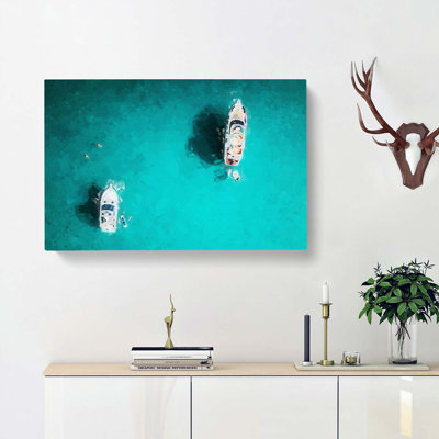 Two Yachts In Corsica In Abstract - Wrapped Canvas