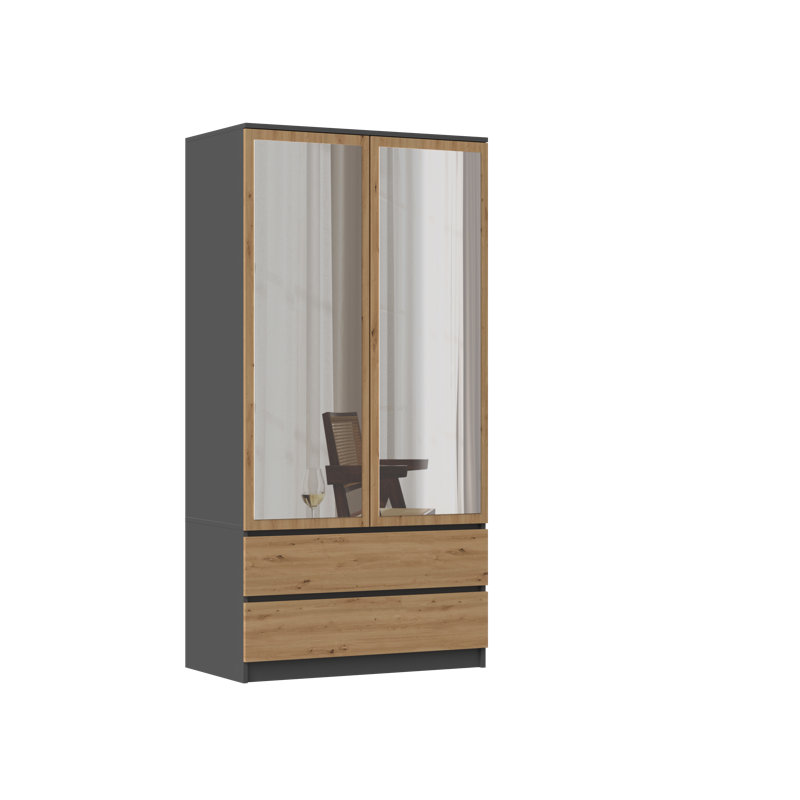 Sherian 2 Door Manufactured Wood Wardrobe, Anthracite Artisan