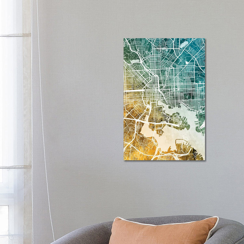 Baltimore Maryland Map by Michael Tompsett - 1 Piece Wrapped Canvas Wall Art, 66.04 cm H x 45.72 cm W x 1.91 cm D