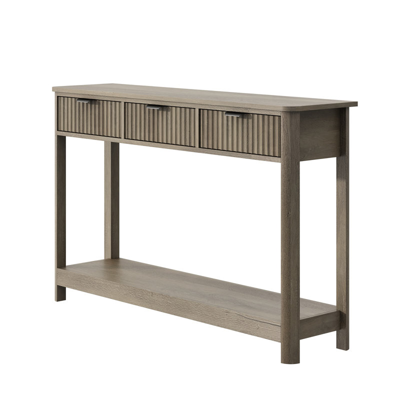 Denise 47.2" Console Table with 3 Fluted Drawers, Grey