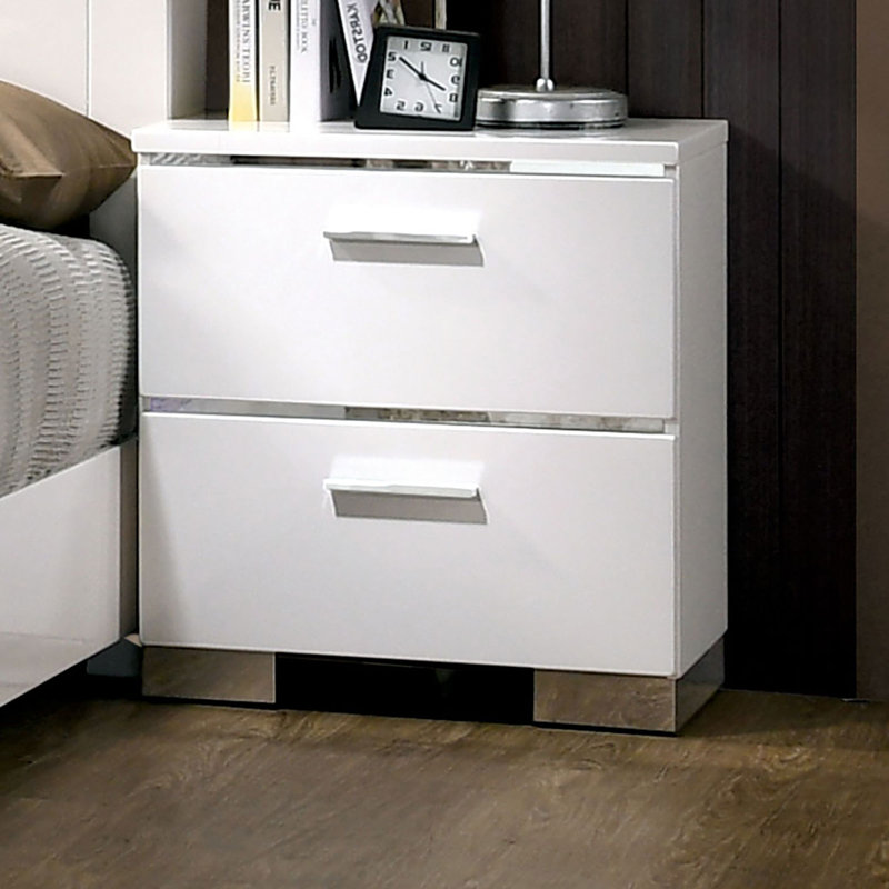 Table de chevet avec USB, White