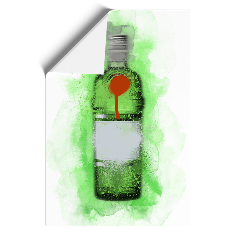 Green Gin Bottle - Frameless Print, 84cm H x 59cm W x 0.1cm D