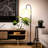 Nora 68 in. Mid-Century Modern Adjustable LED Arched Floor Lamp with Fabric Drum Shade