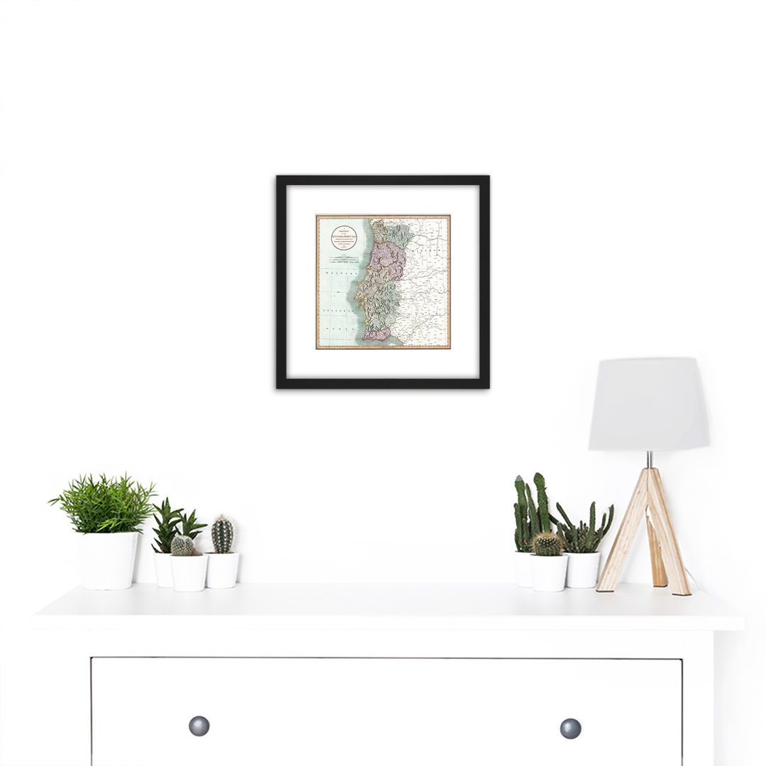 Map Antique 1801 Cary Portugal Old Historic Replica - Single Picture Frame Print