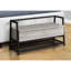 Banc de couloir rectangulaire moderne 42 po avec stratifié gris et chevilles en métal noir pour le rangement