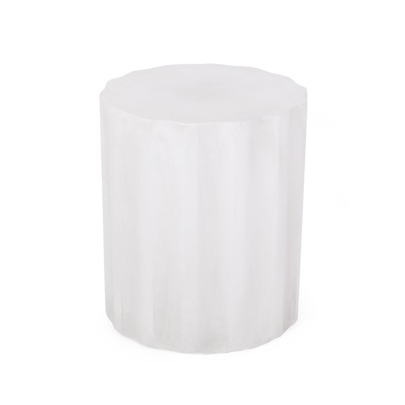 Outdoor Lightweight Concrete Side Table, Antique White