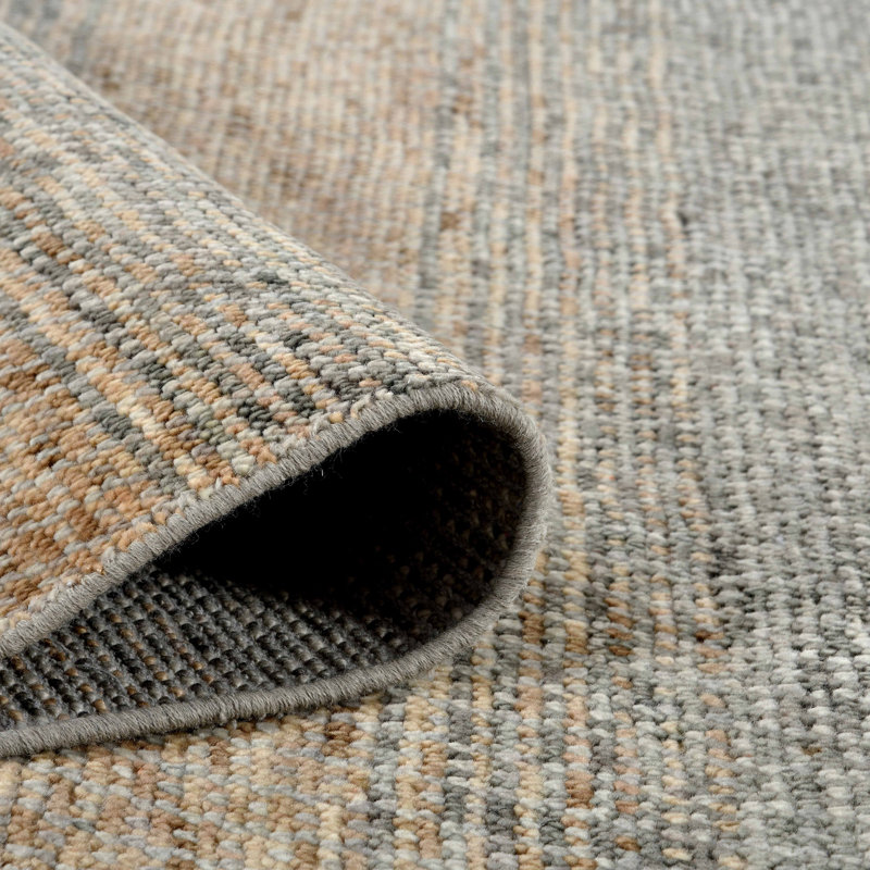 Handmade Gray and Tan Wool Geometric 2' x 3' Rug