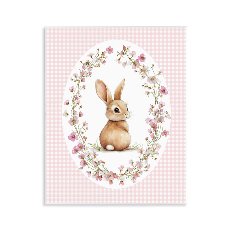 Plaque murale Spring Gingham Rabbit, design par Christine Simpson Art