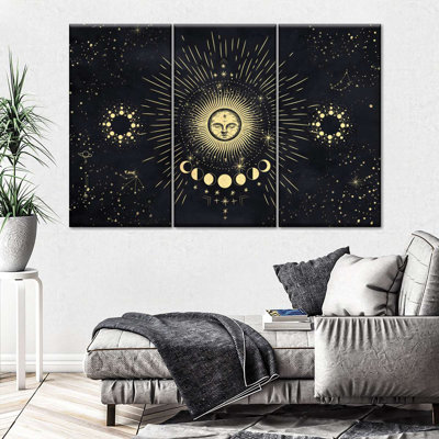 «Sun Moon Stars», ensemble de 3 impressions sur toile par Luna