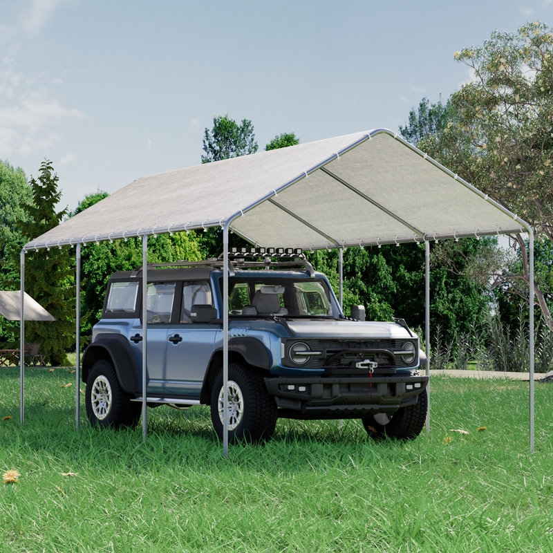 10 Ft. W x 20 Ft. D Carports, Waterproof & UV Protected Garage, Outdoor Canopy, White