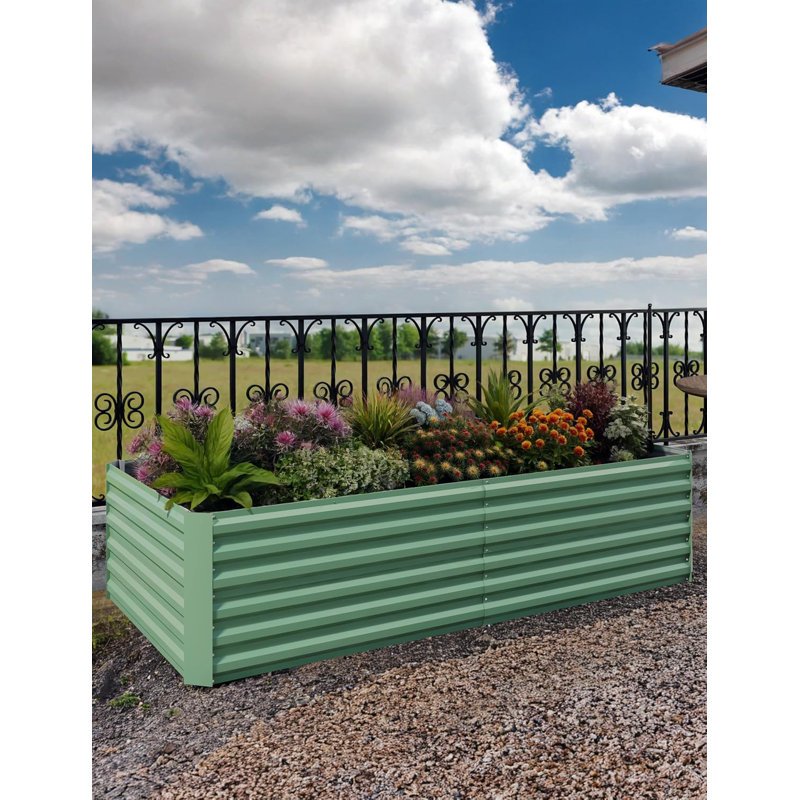 Rust-Resistant Galvanized Raised Garden Bed Planter Box – 6x3x2ft, Easy Assembly, Outdoor Square Garden Bed for Vegetables & Flowers, Green, 180x90x60cm