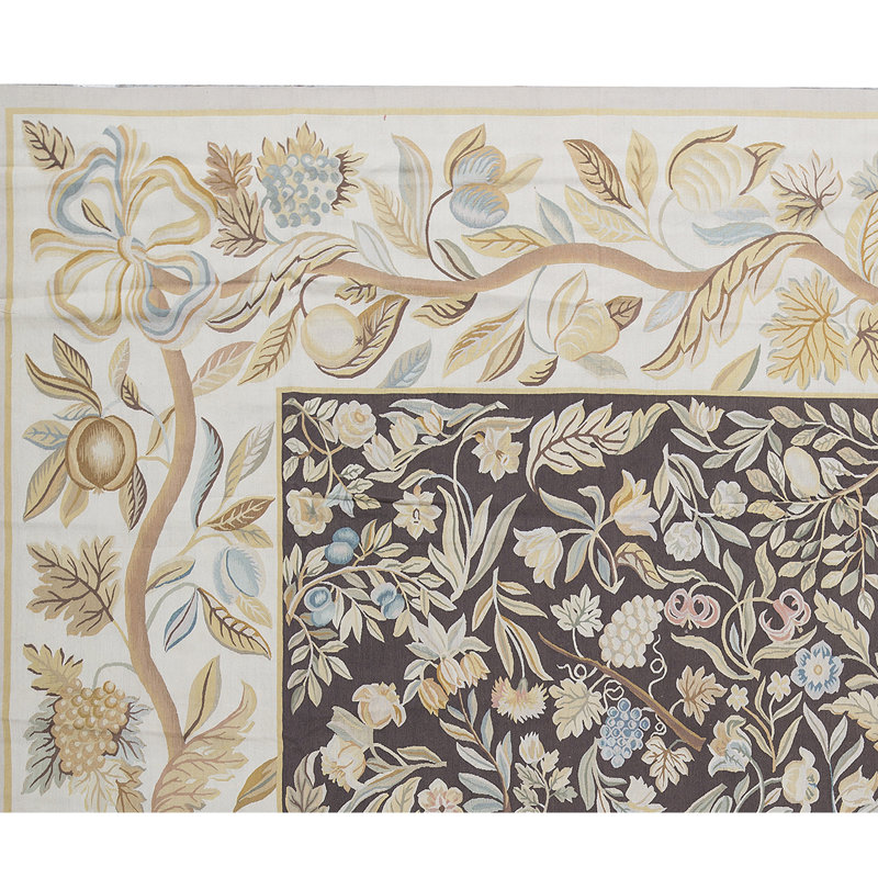 Tapis brun et beige noué à la main de haute qualité
