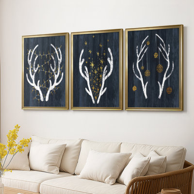 Bois et lumières - Toile tendue sur mesure avec châssis, 3 pièces