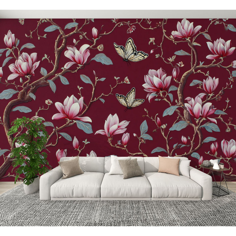 Papier peint auto-adhésif Chinoiserie, L 144 po x l 100 po