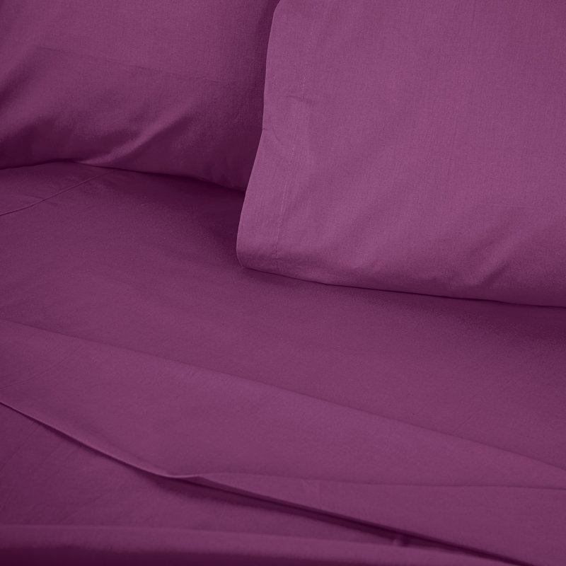 100% Cotton Ranforce Fitted Sheet, Purple, 55.1 x 78.7 + 11.8 inches | 155 Thread Count, Machine Washable at 86°F | Soft, Durable, and Comfortable Bedding for Luxurious Sleep Experience