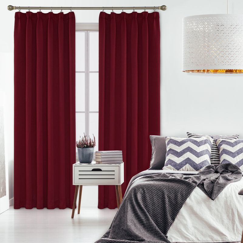 Farhod Blackout Curtain Pair, 229cm Width x 229cm Drop, Red