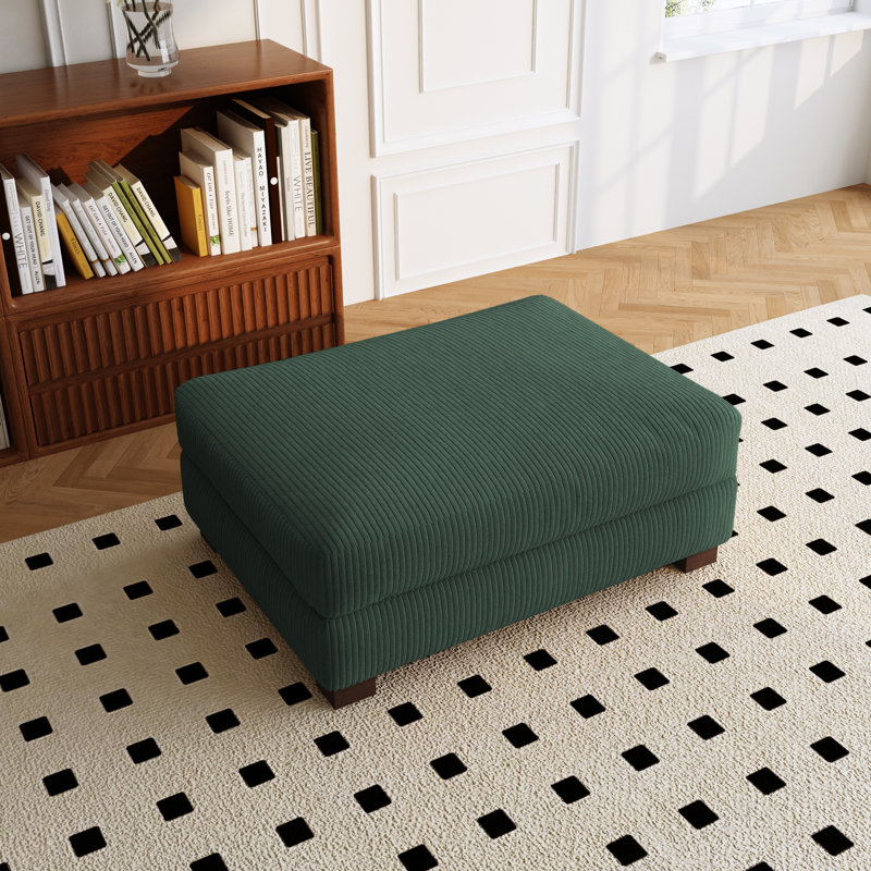 Vontavious Upholstered Ottoman, Hunter Green