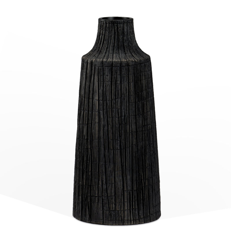 Vase en bois 12 po, H 12 po x l 5,25 po x P 5,25 po, Noir