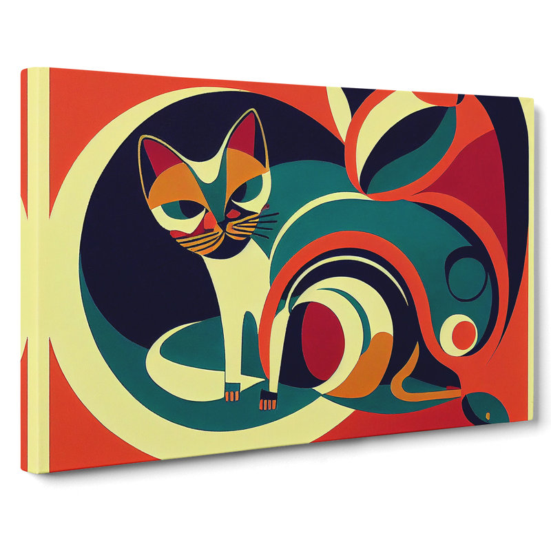 Cat Deco - Wrapped Canvas, 50cm H x 76cm W x 3cm D