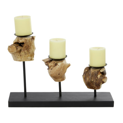 12.15'' H Wood Tabletop Candelabra