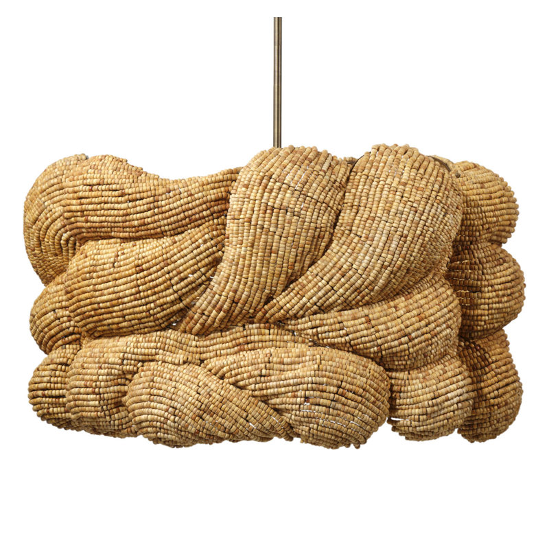 Anguilla 6-Light Wood Beaded Chandelier, Natural, Natural