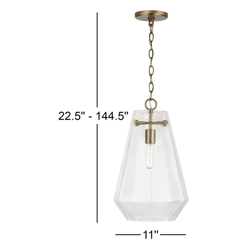Luminaire suspendu géométrique à 1 lumière Annie, Laiton vieilli